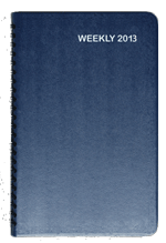 blue leatherette wirebound weekly monthly planner