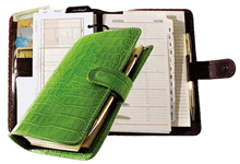 green croco grain leather planner organizer