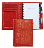 red leather pocket organizer with address book
