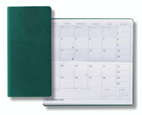 green faux leather pocket horizontal monthly planner