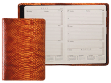 orange reptile-grained leather portable desk planner