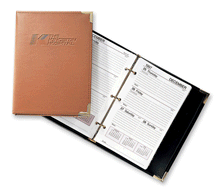 three ring planner system with tan faux leather cover